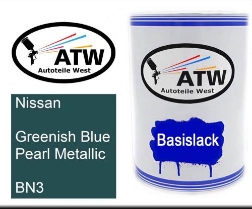 Nissan, Greenish Blue Pearl Metallic, BN3: 500ml Lackdose, von ATW Autoteile West.